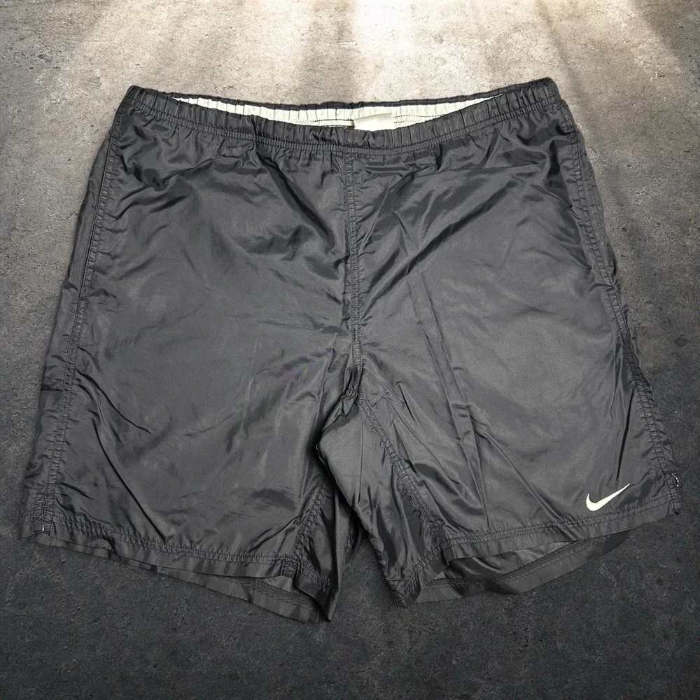Nike Vintage Black Nylon Swim Trunks Shorts 90s Y2K‎ Size Large